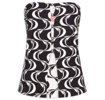 Blusa Feminina Double Sem Alça Peixe Copa - Preto