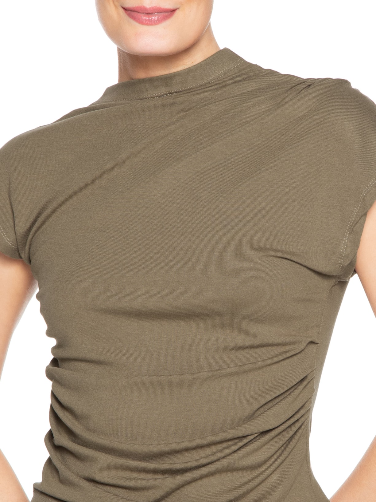 Blusa Feminina Drapeada Assimétrica Bege Basiq