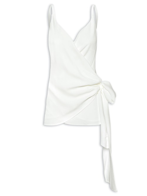Blusa Feminina Drapeada Com Transpasse Frontal - Off White