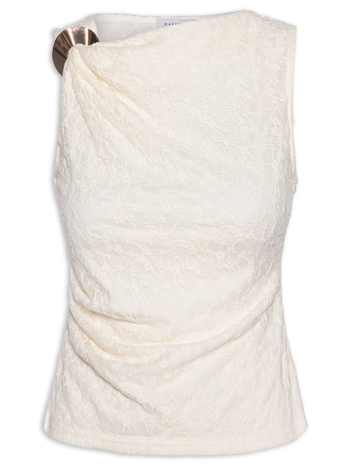 Blusa Feminina Drapeada Em Renda Off White Market 33