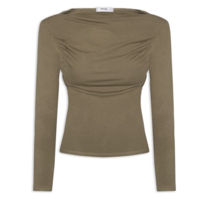 Blusa Feminina Drapeada Manga Longa - Verde