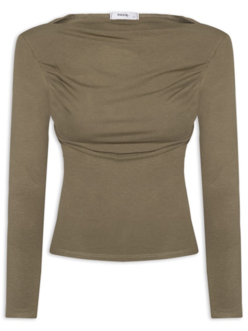 Blusa Feminina Drapeada Manga Longa - Verde