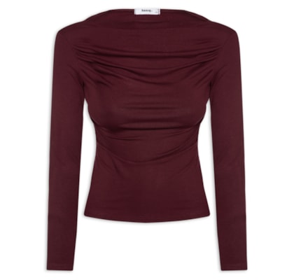 Blusa Feminina Drapeada Manga Longa - Vermelho