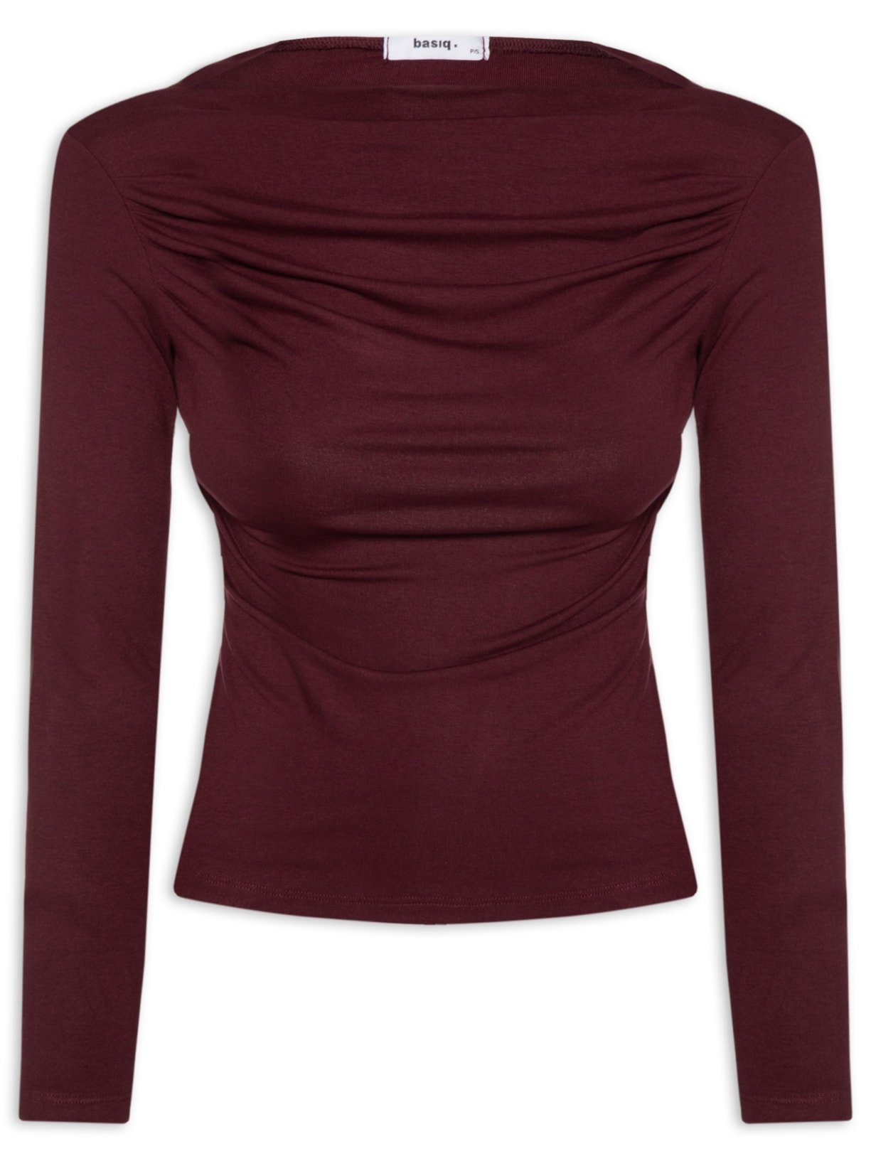 Blusa Feminina Drapeada Manga Longa - Vermelho