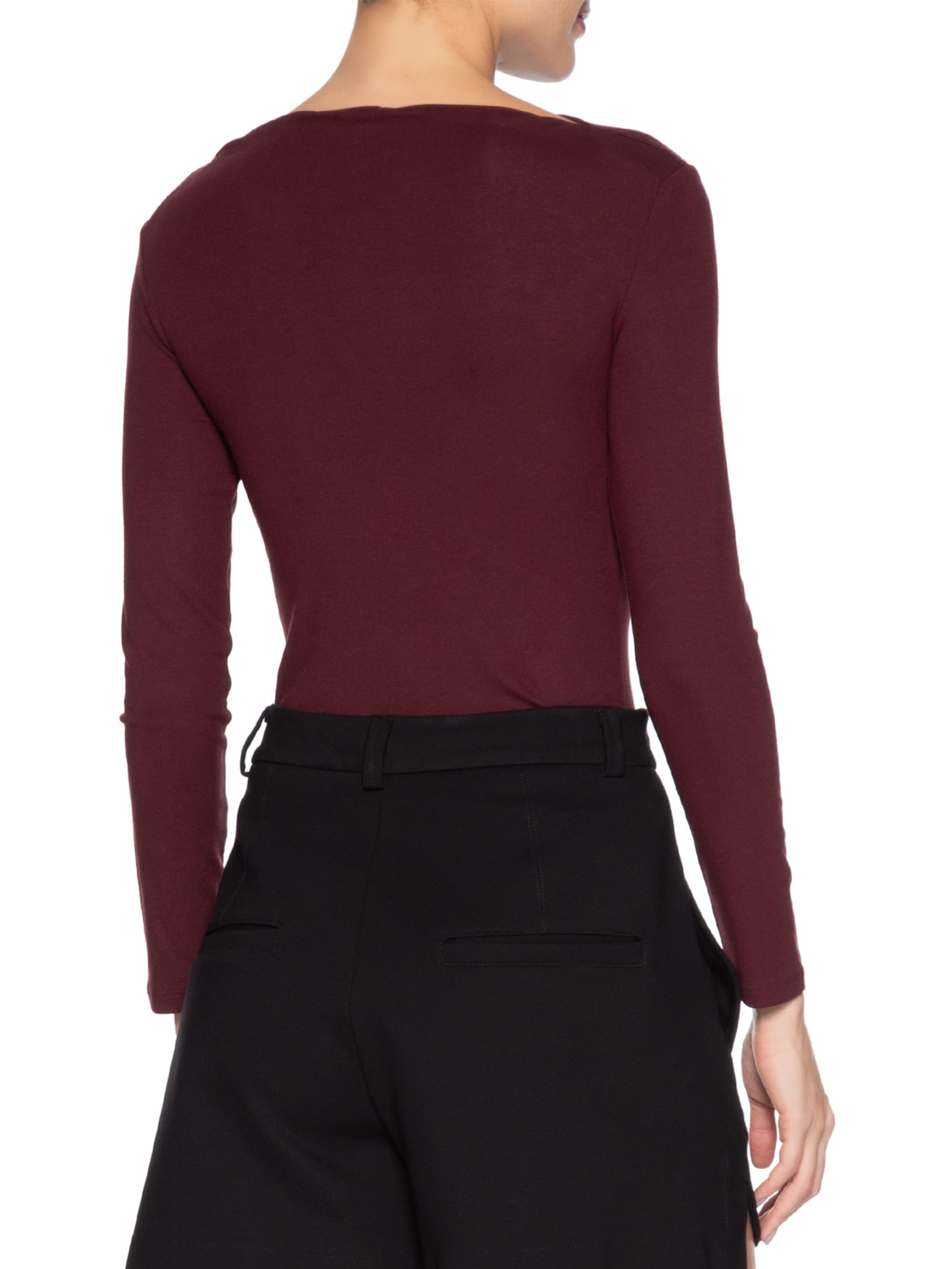 Blusa Feminina Drapeada Manga Longa Vermelho Basiq