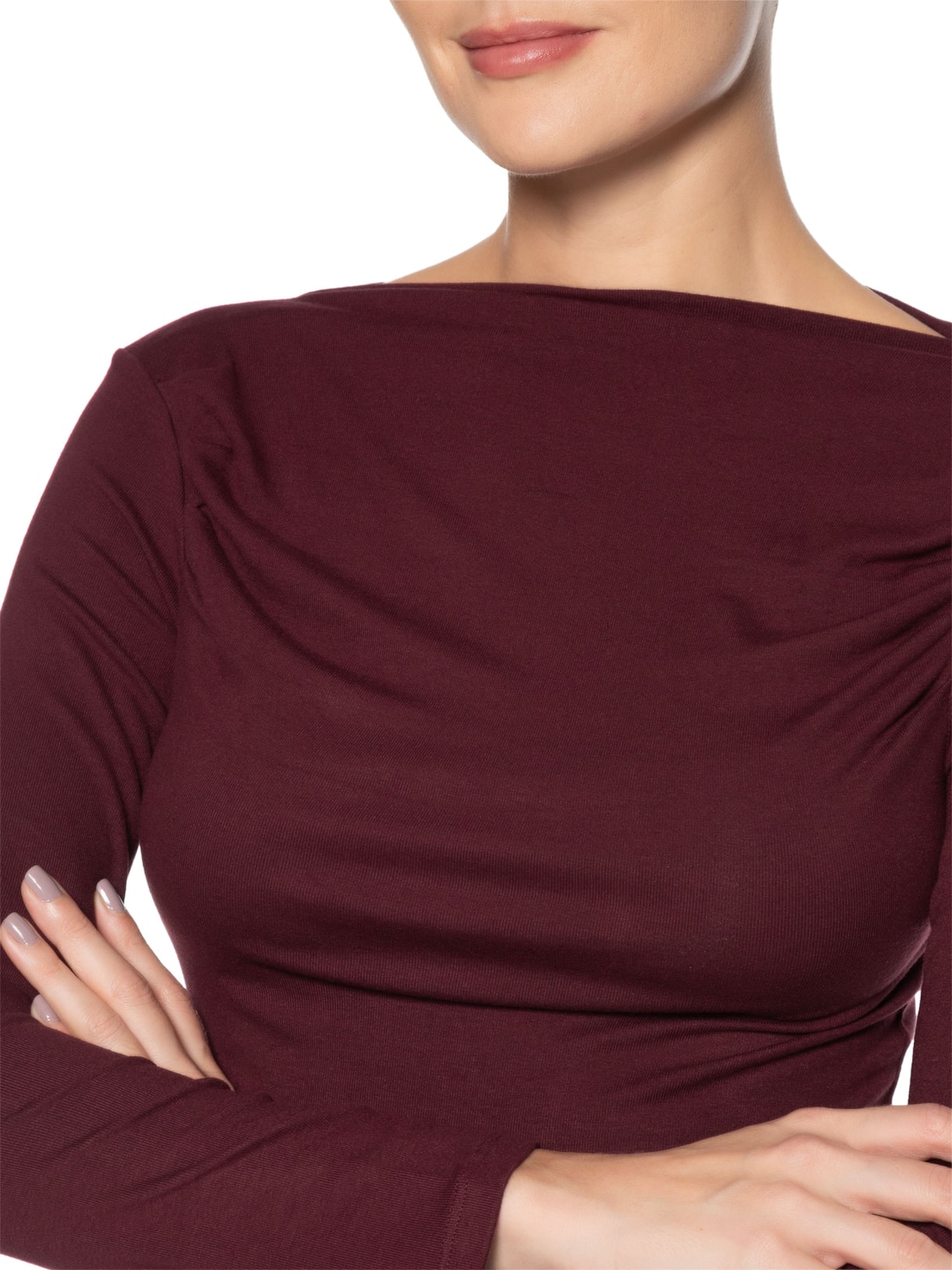 Blusa Feminina Drapeada Manga Longa Vermelho Basiq