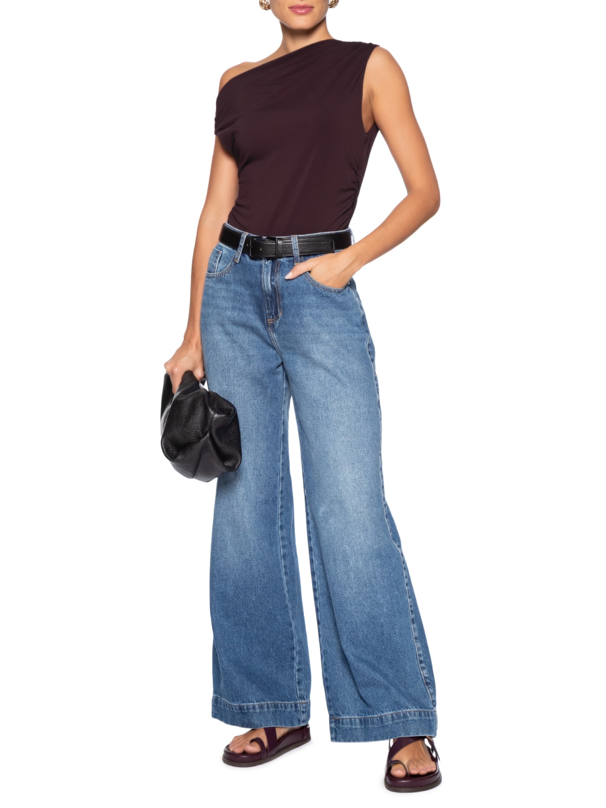 Blusa Feminina Drapeada Ombro Único – Vermelho Basiq