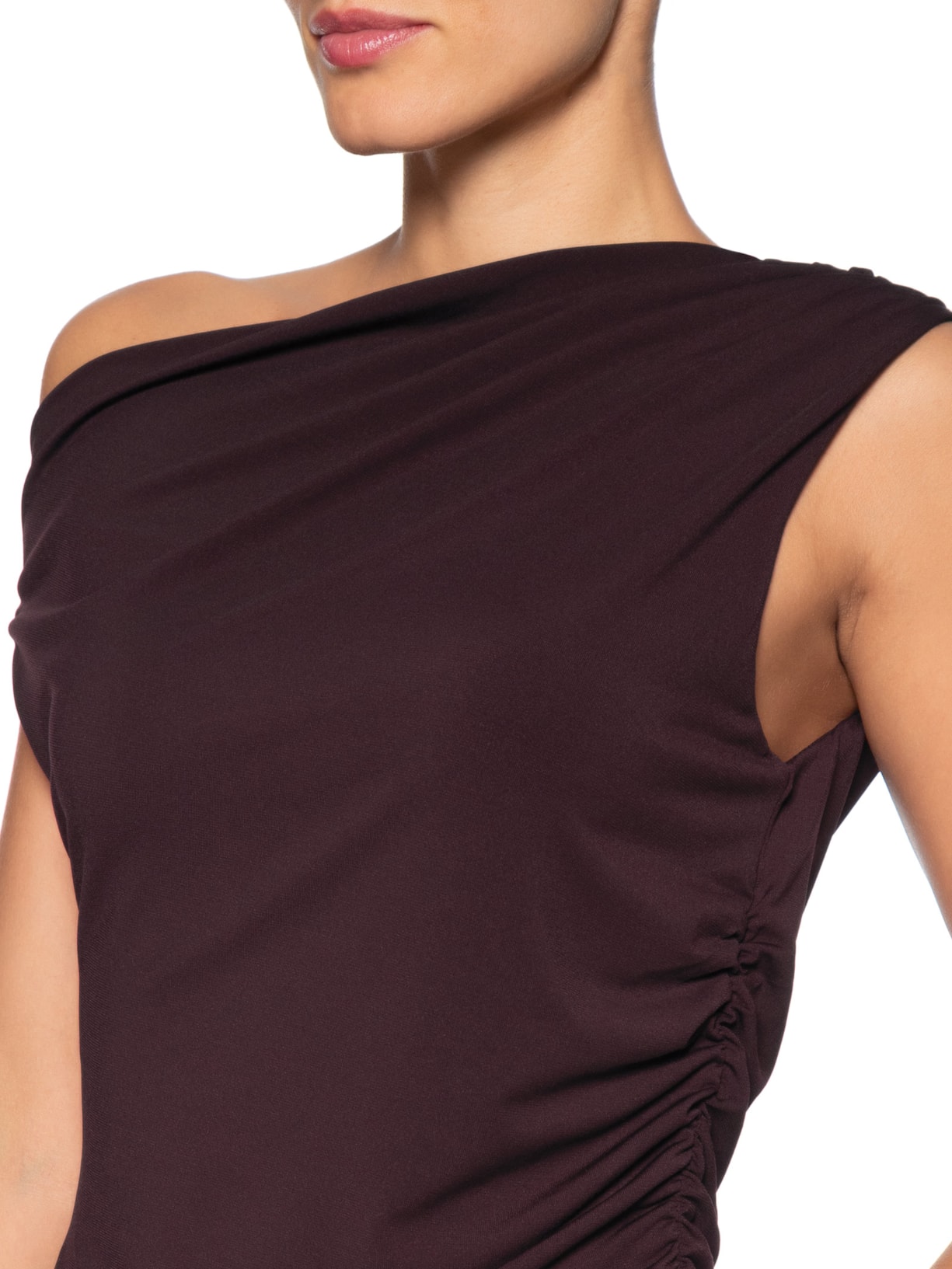 Blusa Feminina Drapeada Ombro Único – Vermelho Basiq