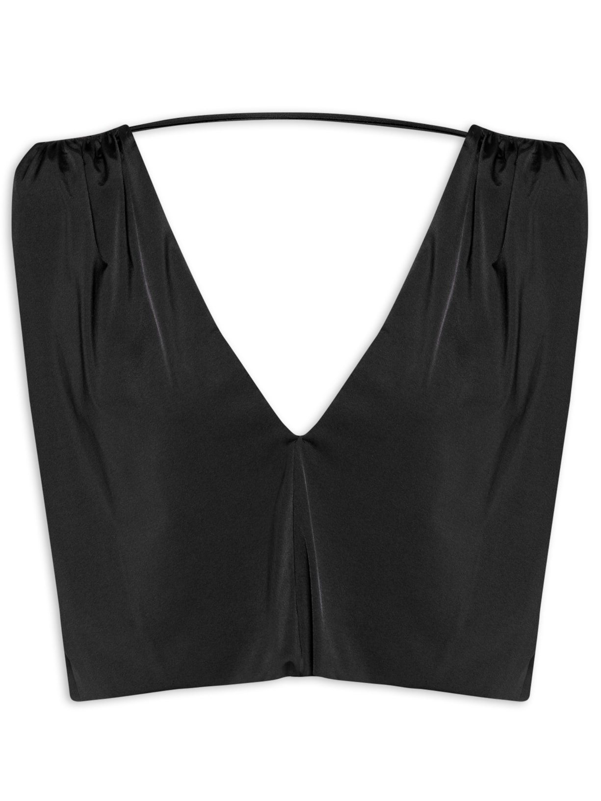 Blusa Feminina Drapeada Sem Manga - Preto