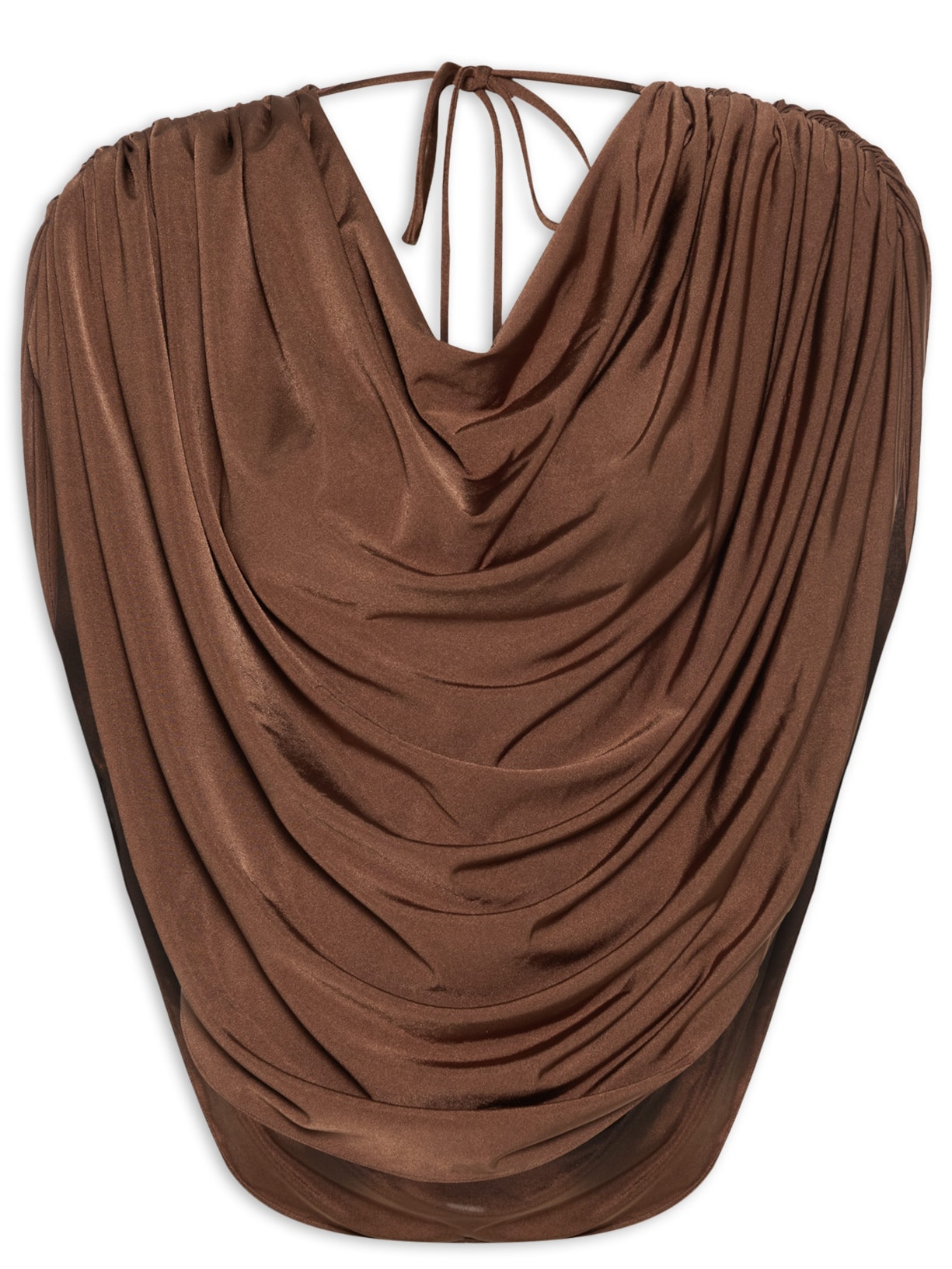 Blusa feminina Drapped Alga – Marrom Marina Bitu