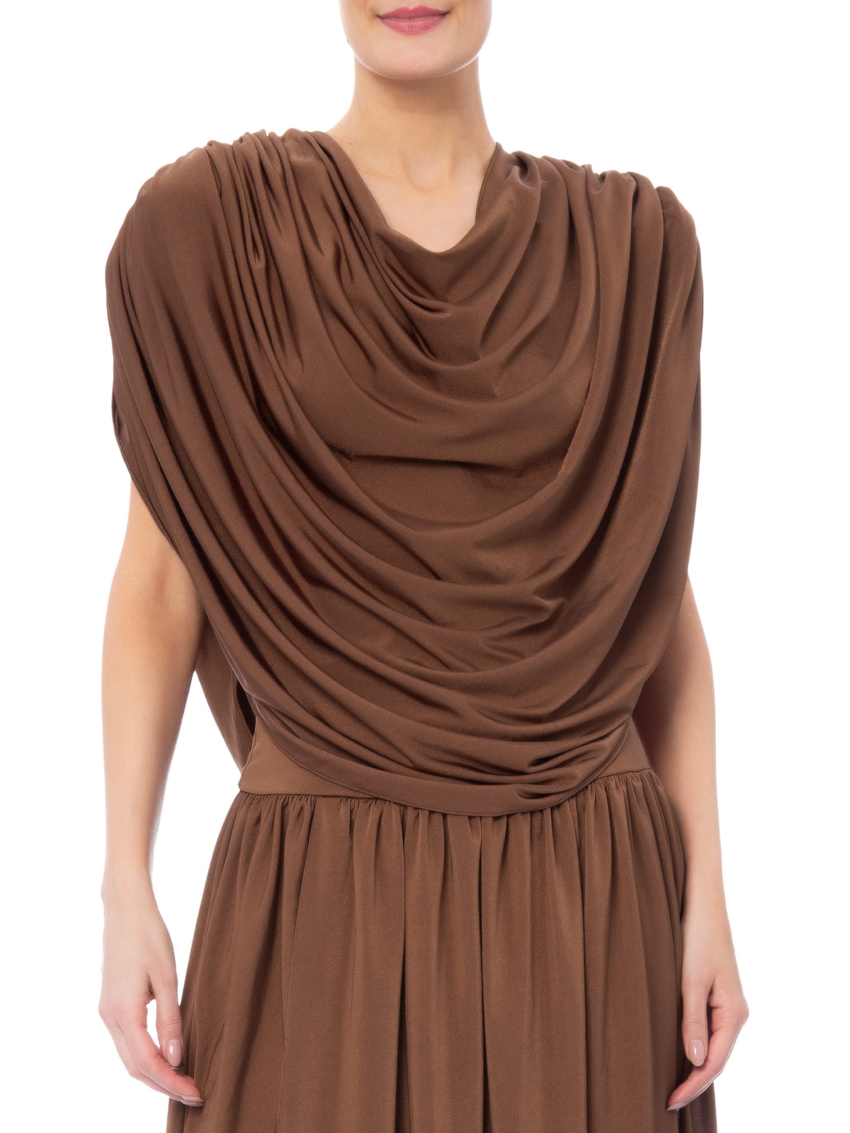 Blusa feminina Drapped Alga – Marrom Marina Bitu