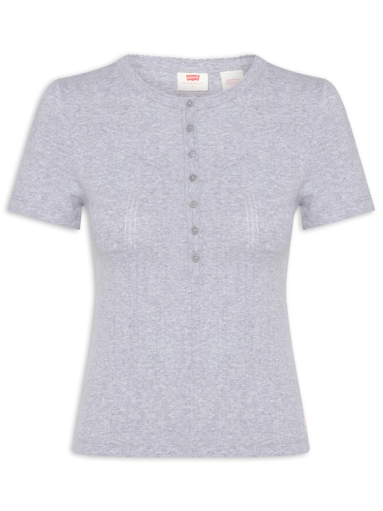 Blusa Feminina Dry Goods Pointelle Ss Henley Cinza Levi's