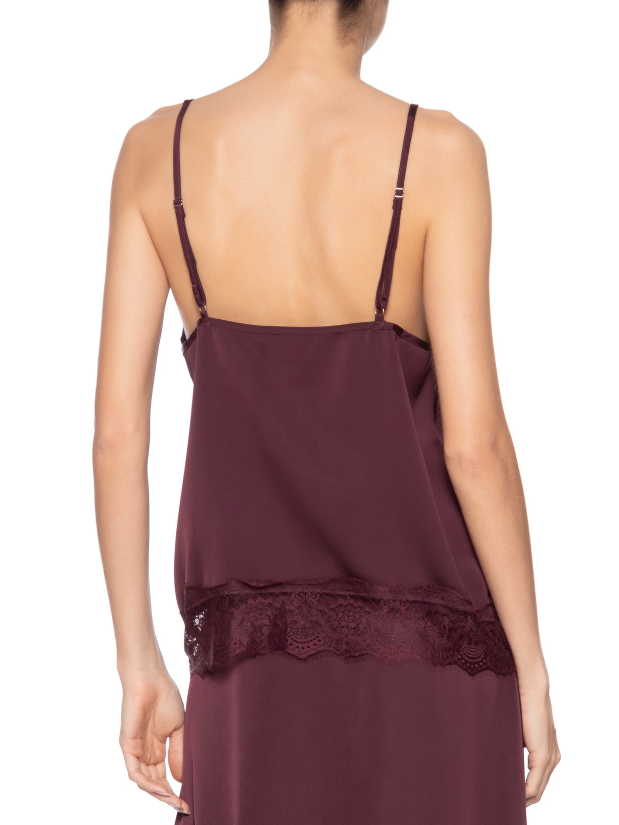 Blusa Feminina Em Cetim Com Renda Marrom Market 33