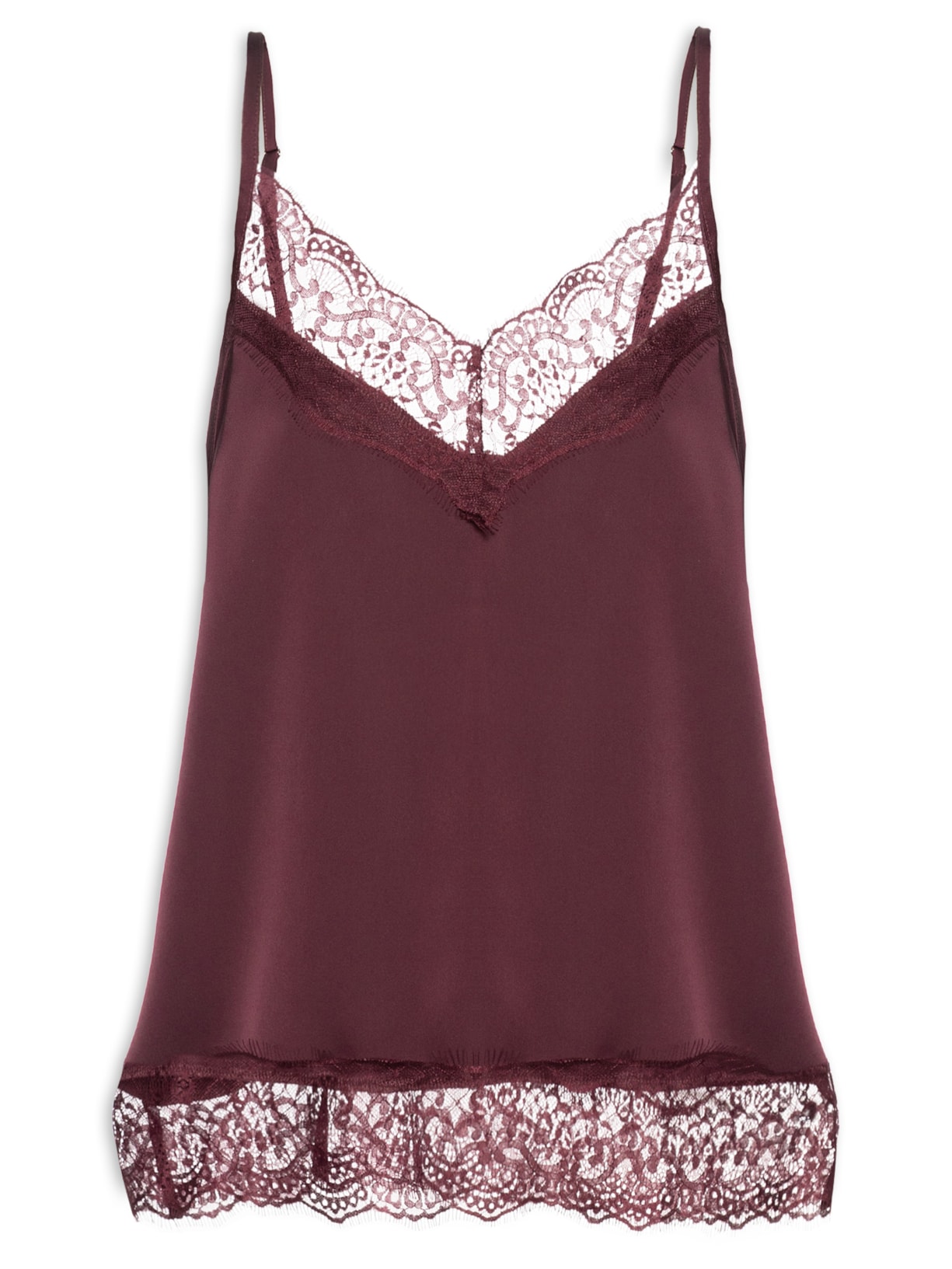 Blusa Feminina Em Cetim Com Renda - Marrom