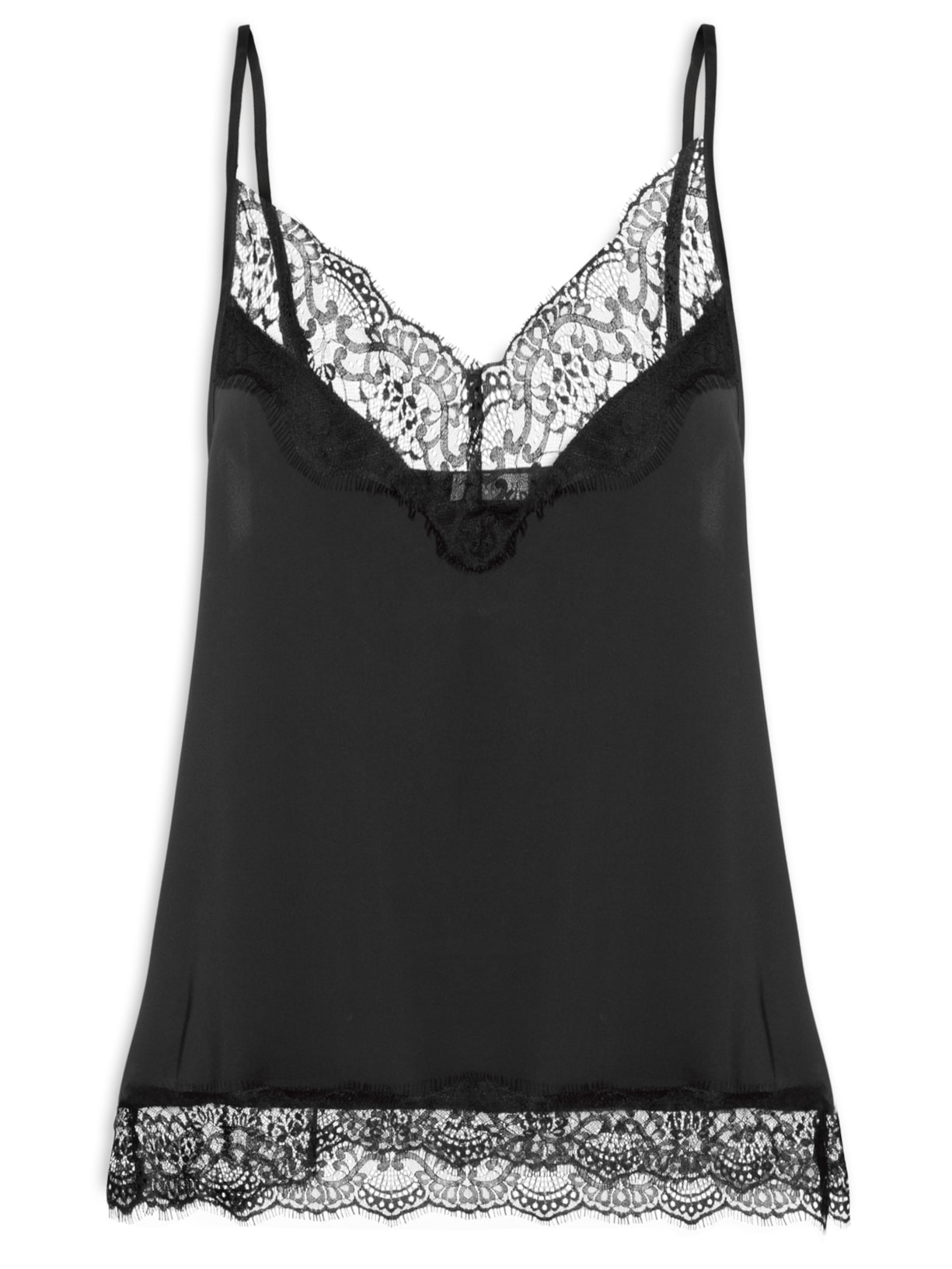 Blusa Feminina Em Cetim Com Renda - Preto