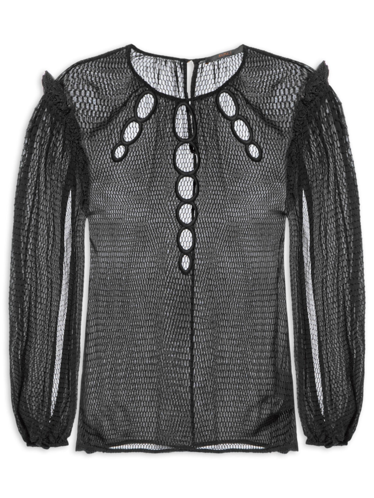 Blusa Feminina Em GGT Com Circulos Bordados- Preto Animale