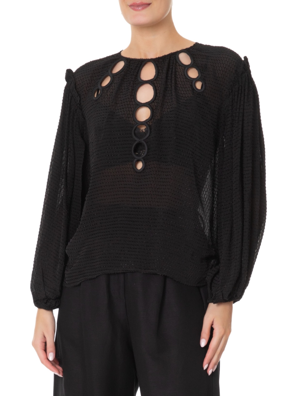 Blusa Feminina Em GGT Com Circulos Bordados- Preto Animale