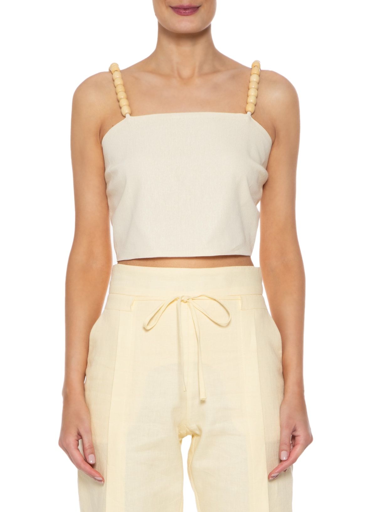 Blusa Feminina Em Linho Misto Bege '2Essential