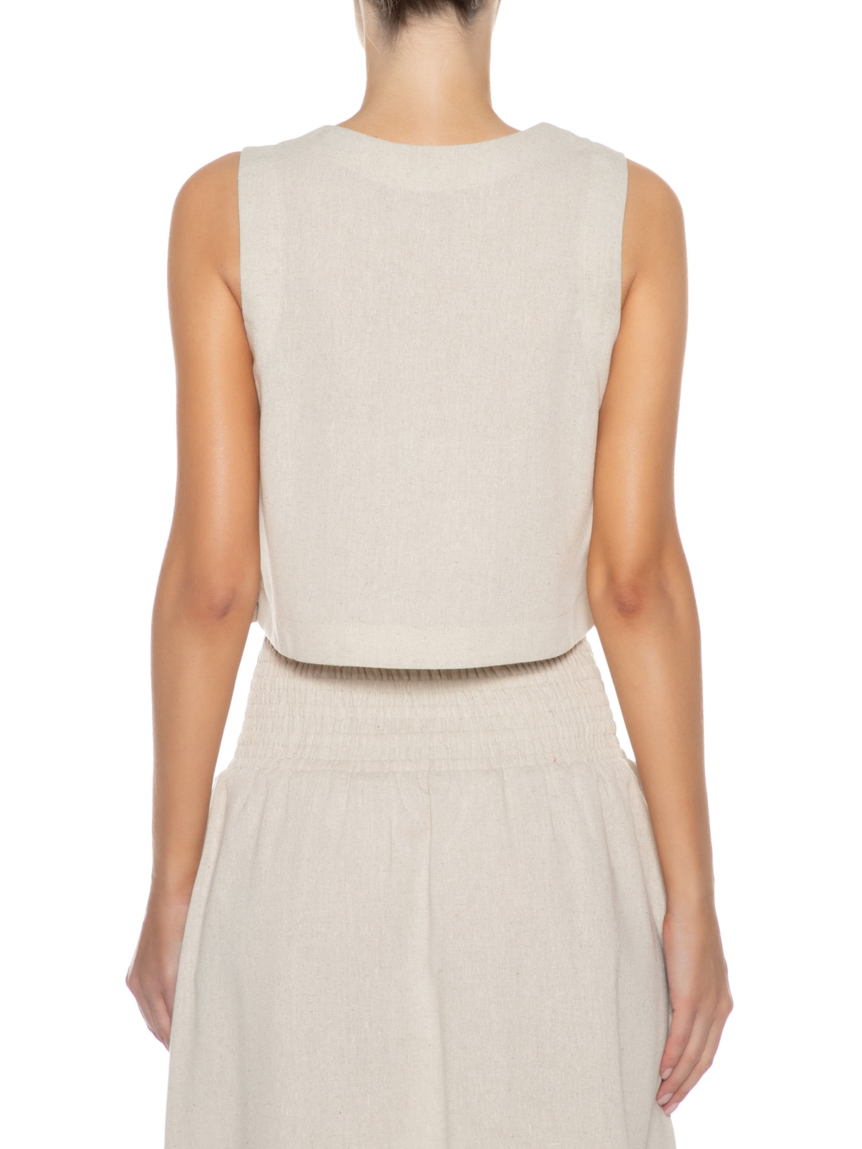 Blusa Feminina Em Linho Misto Bege '2Essential