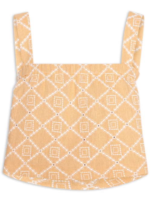 Blusa Feminina em Linho Misto Bordado - Bege
