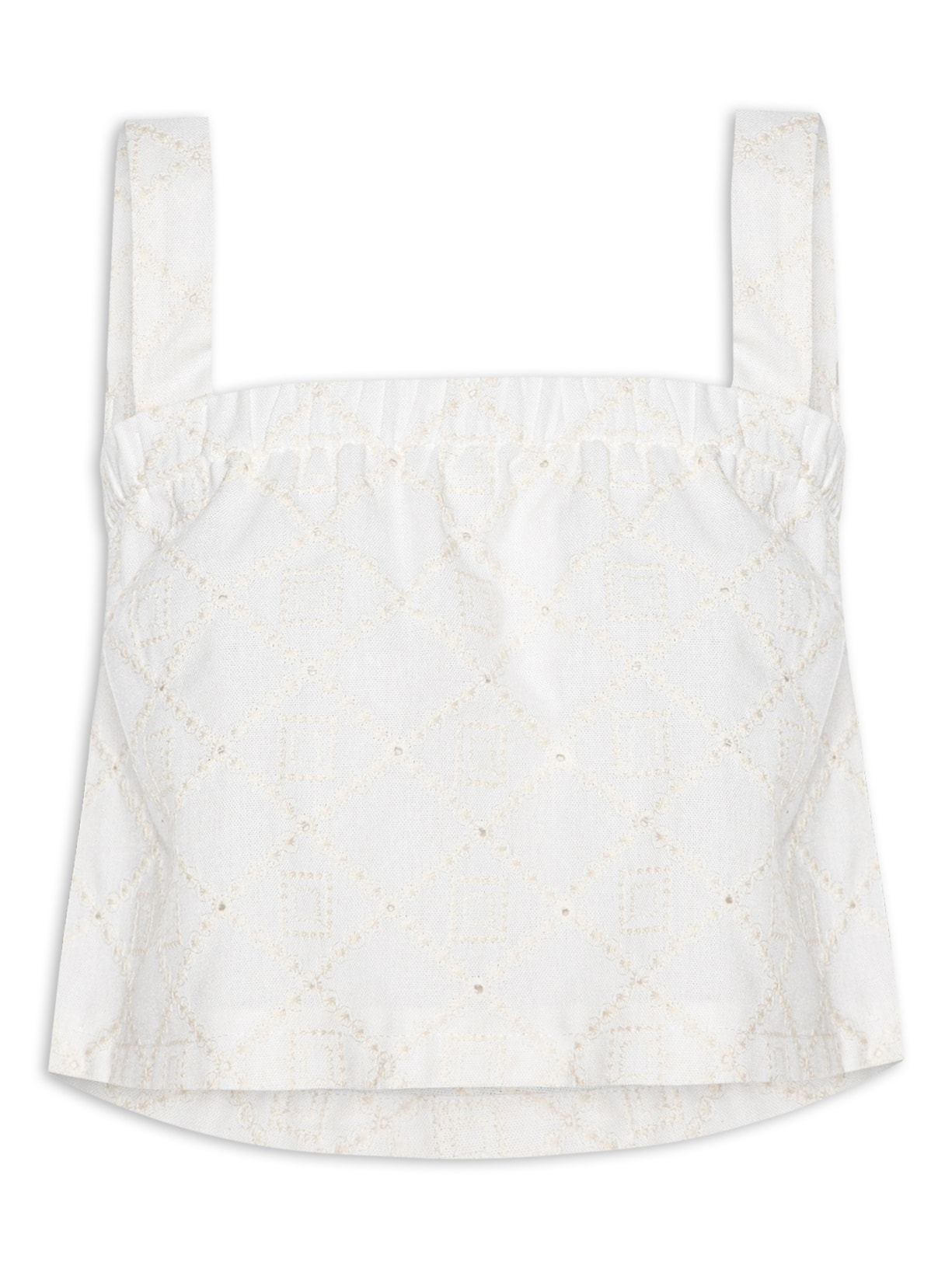 Blusa Feminina Em Linho Misto Bordado Off White '2Essential