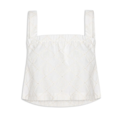 Blusa Feminina Em Linho Misto Bordado - Off White