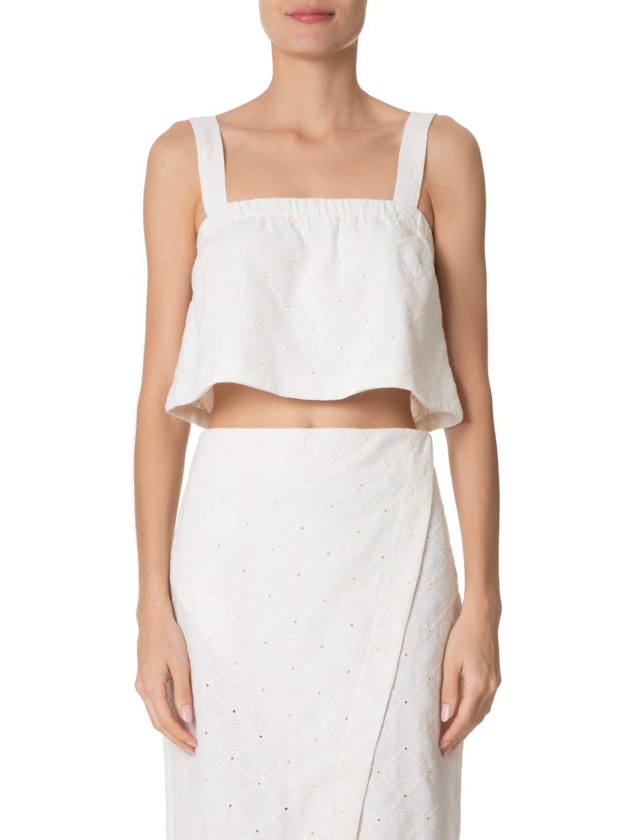 Blusa Feminina Em Linho Misto Bordado Off White '2Essential