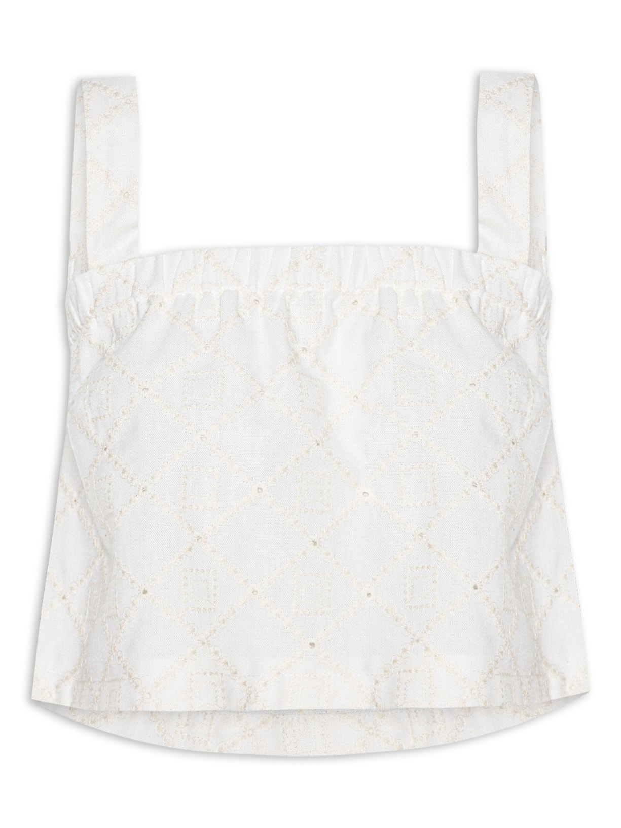 Blusa Feminina Em Linho Misto Bordado - Off White