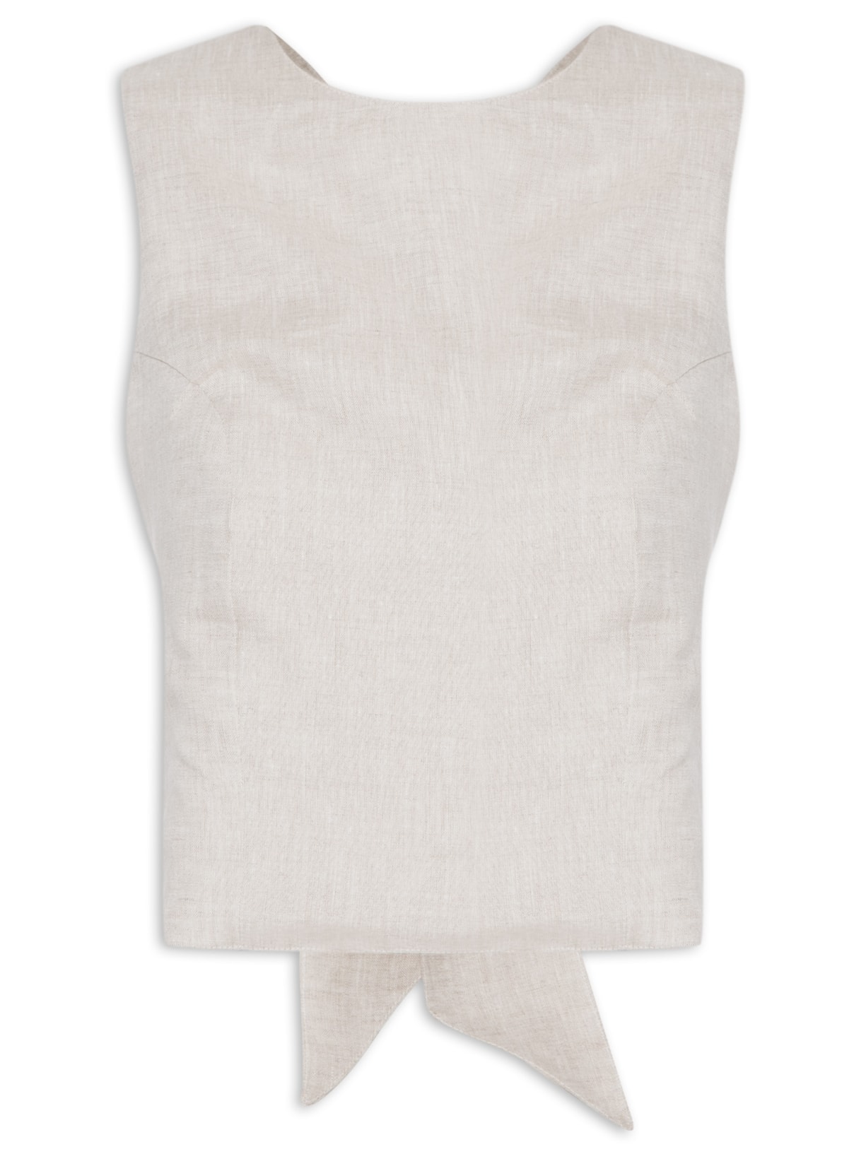 Blusa Feminina Em Linho Puro Amarração Costas - Bege