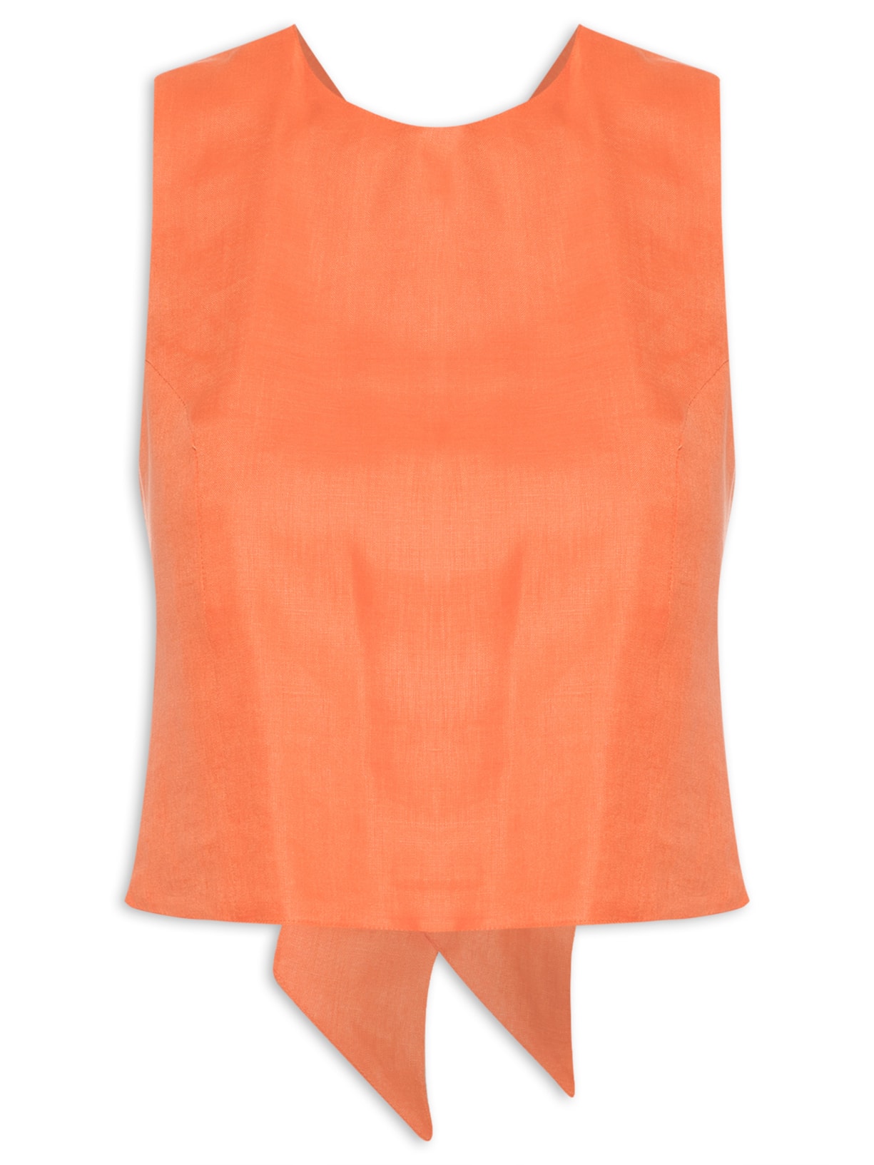 Blusa Feminina Em Linho Puro Amarração Costas Laranja '2Essential