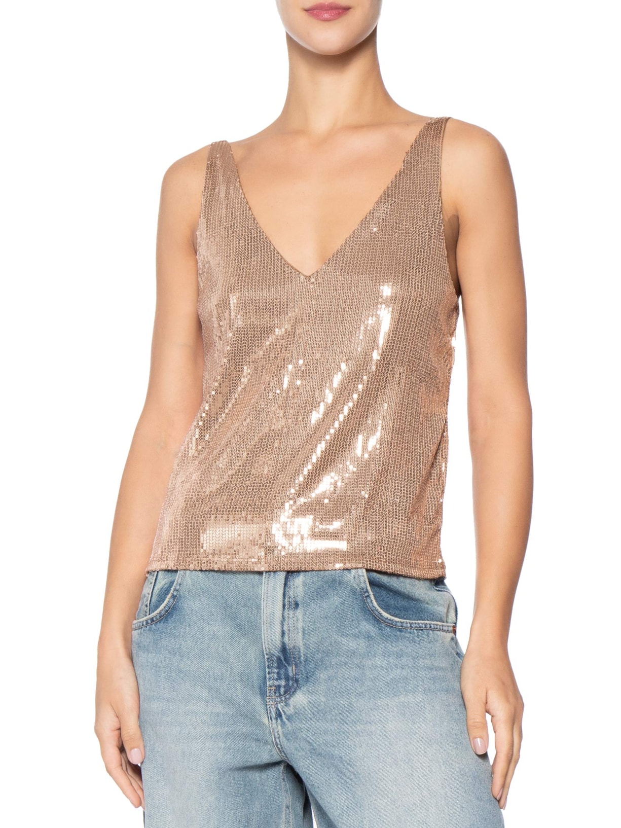 Blusa Feminina Em Paetê Dourado Market 33