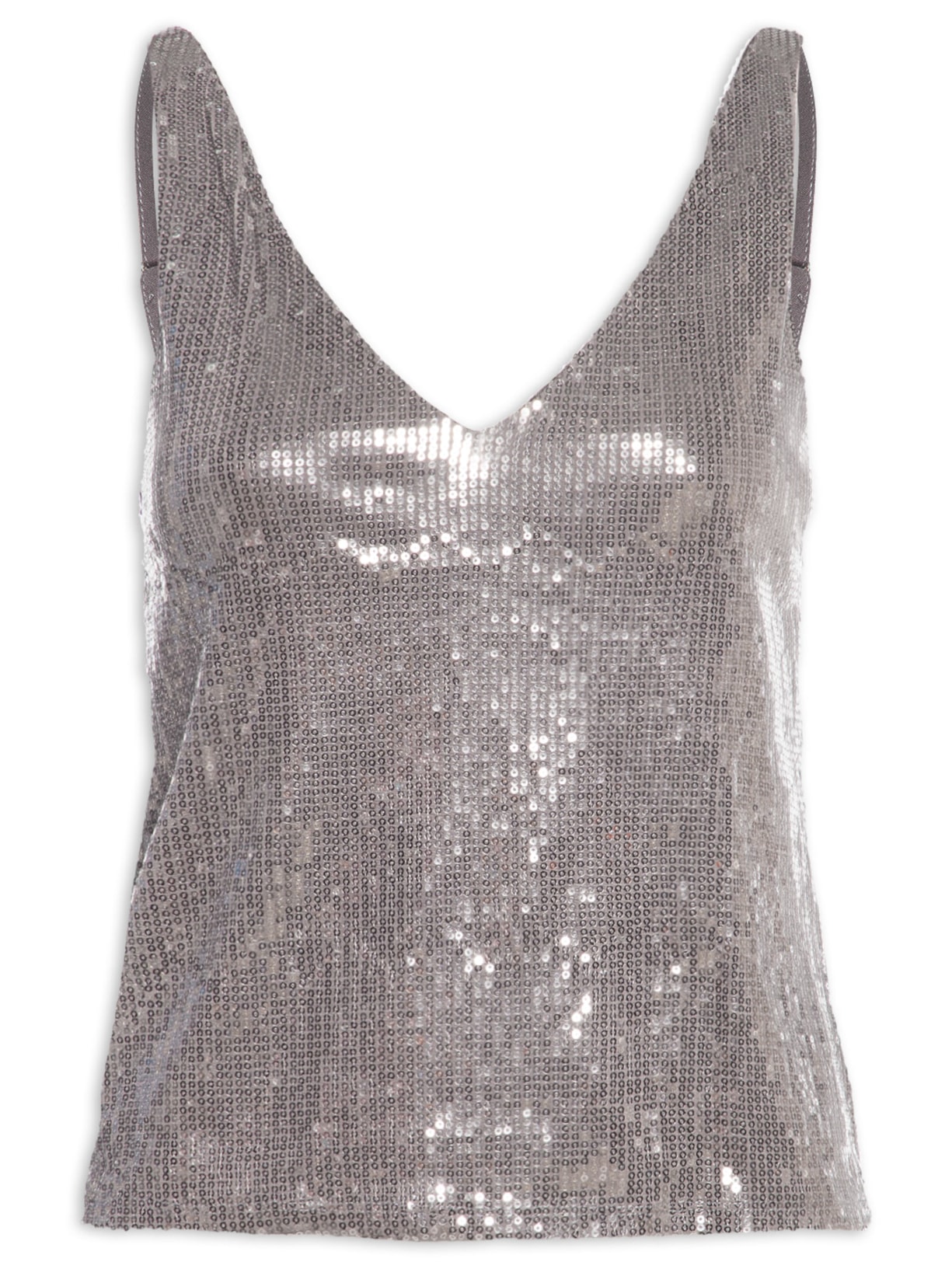 Blusa Feminina Em Paetê Prateado Market 33