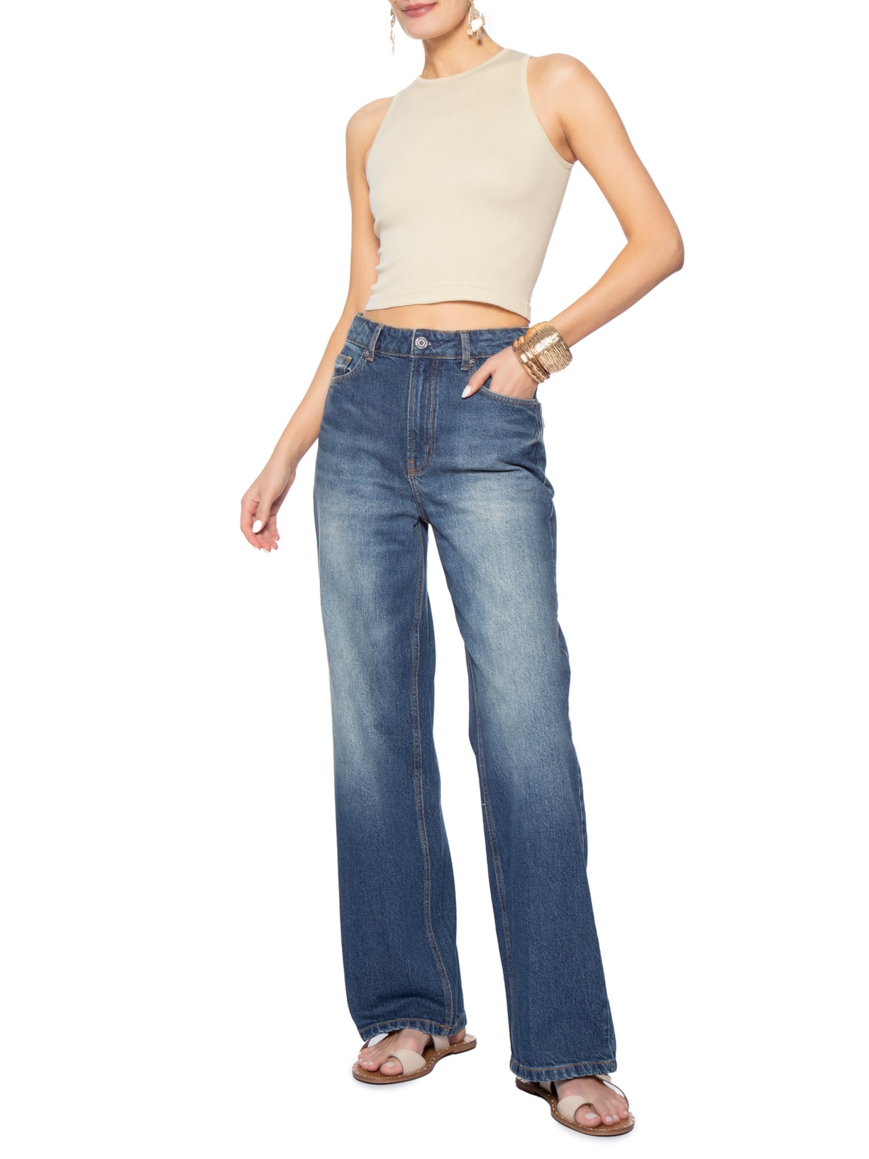 Blusa Feminina Em Poliamida Bege Market 33