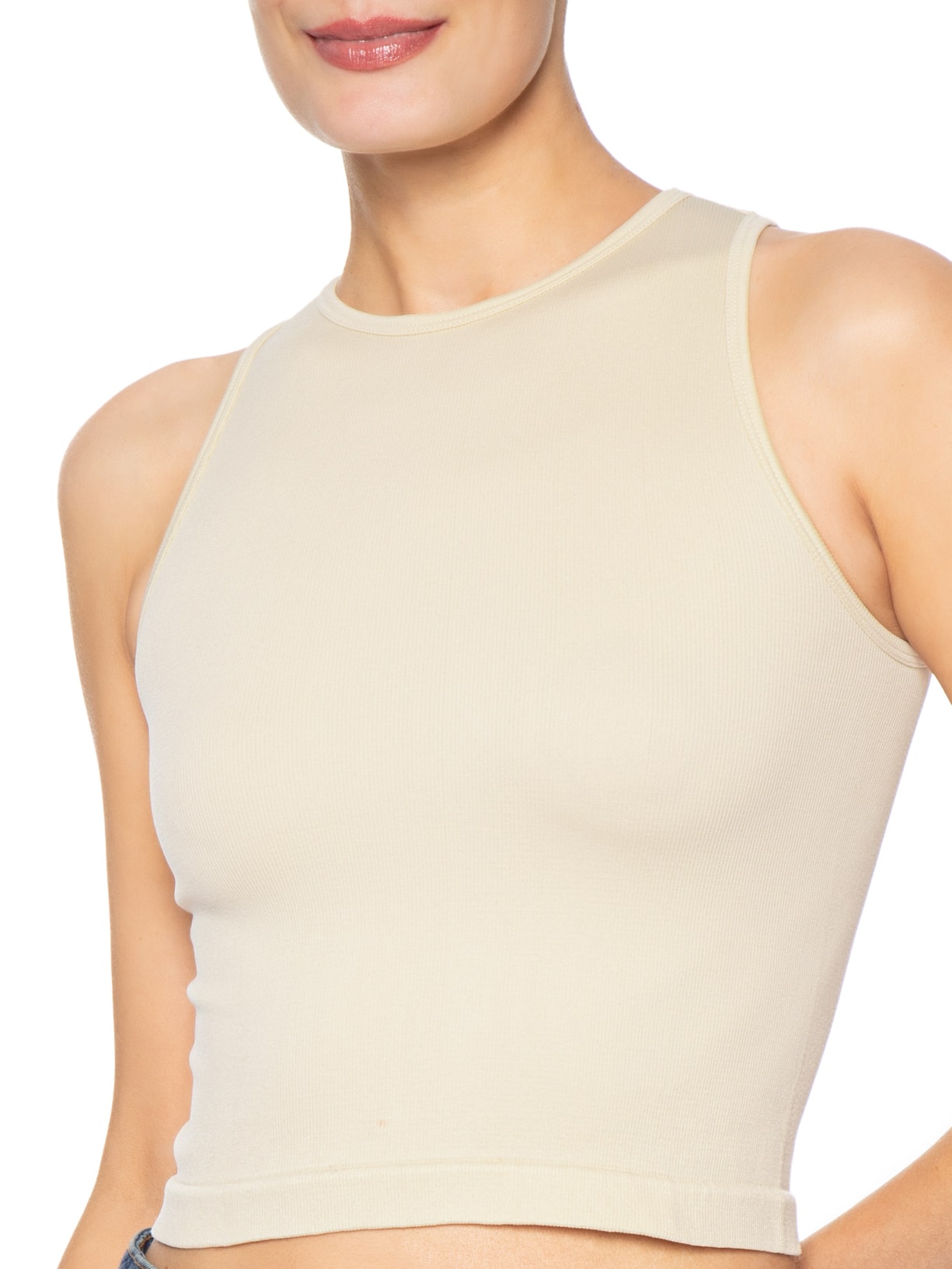 Blusa Feminina Em Poliamida Bege Market 33