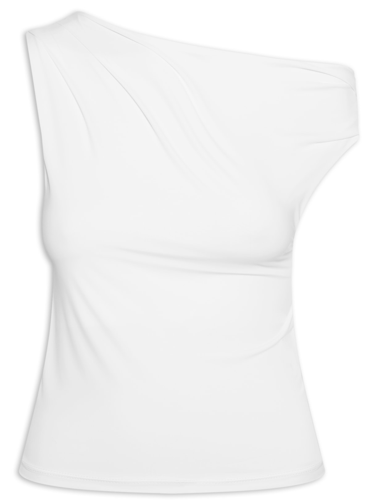 Blusa Feminina Em Poliamida Com Decote Assimétrico - Branco