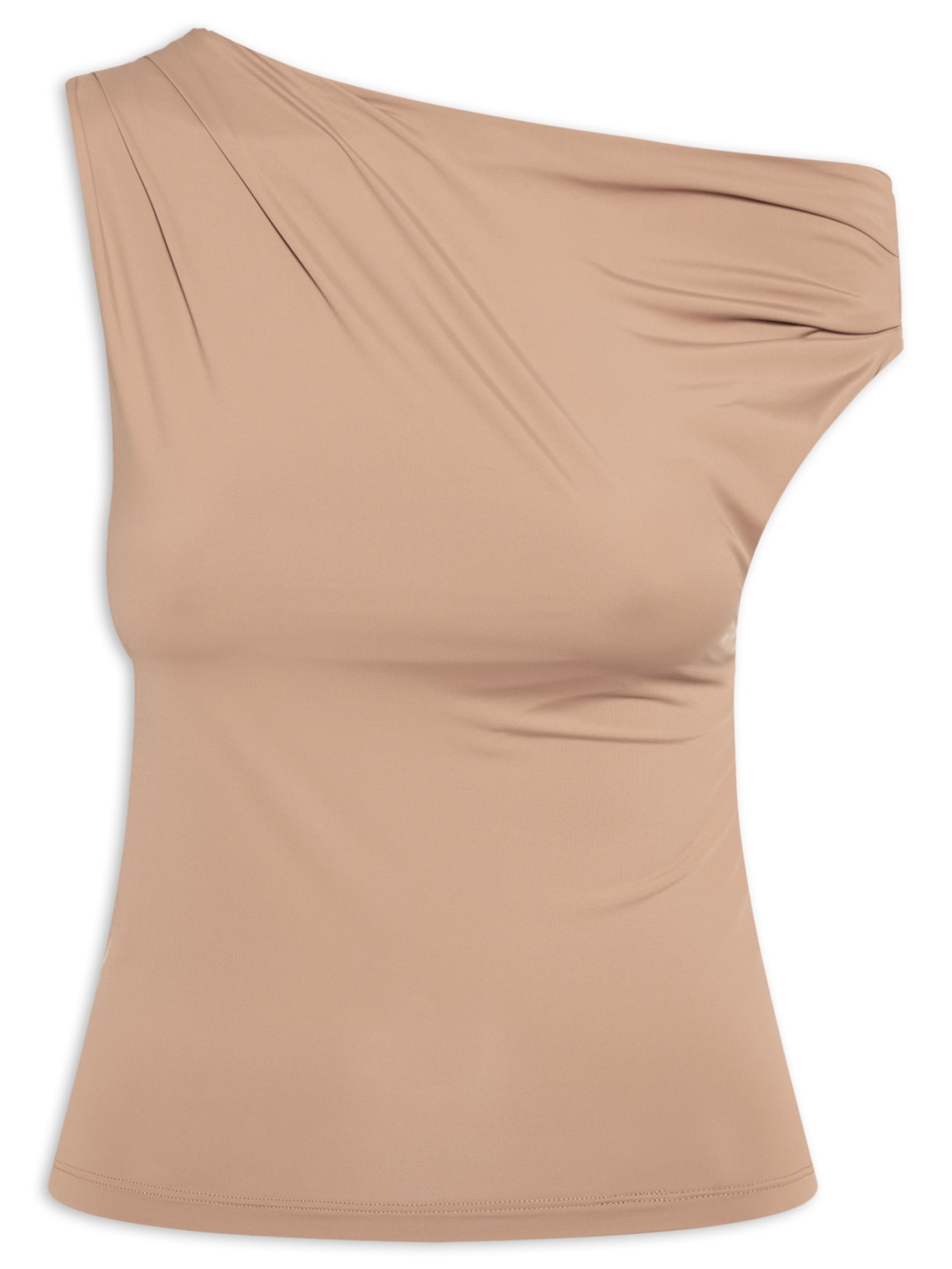 Blusa Feminina Em Poliamida Com Decote Assimétrico - Marrom