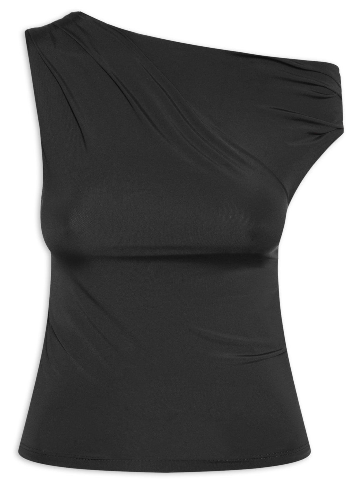 Blusa Feminina Em Poliamida Com Decote Assimétrico - Preto