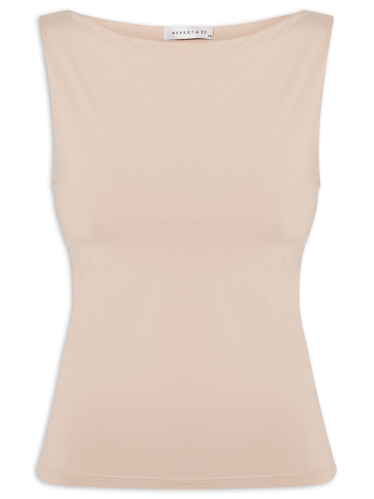 Blusa Feminina Em Poliamida Com Decote Canoa - Bege