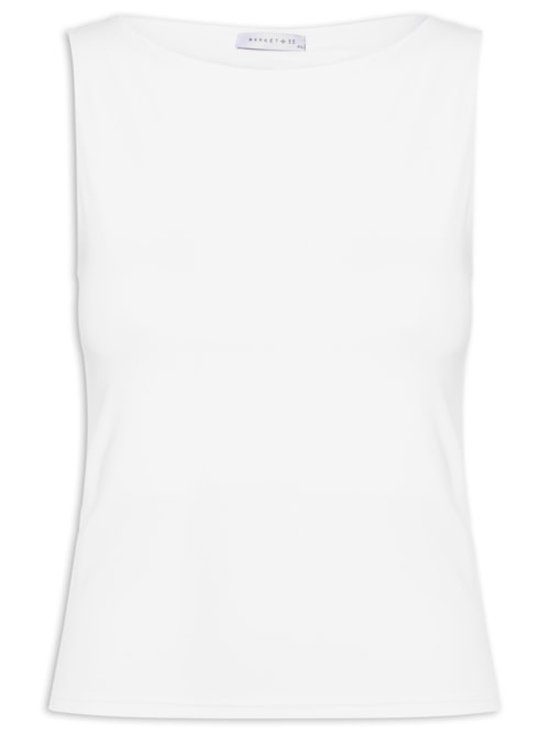 Blusa Feminina Em Poliamida Com Decote Canoa - Branco