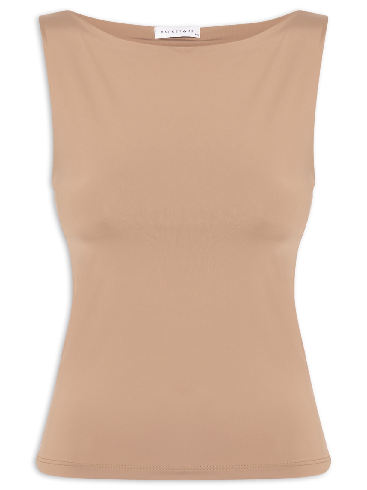Blusa Feminina Em Poliamida Com Decote Canoa - Marrom