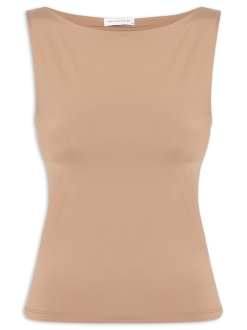 Blusa Feminina Em Poliamida Com Decote Canoa - Marrom