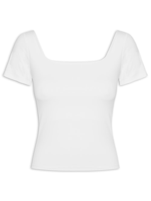 Blusa Feminina Em Poliamida Com Manga Curta – Branco