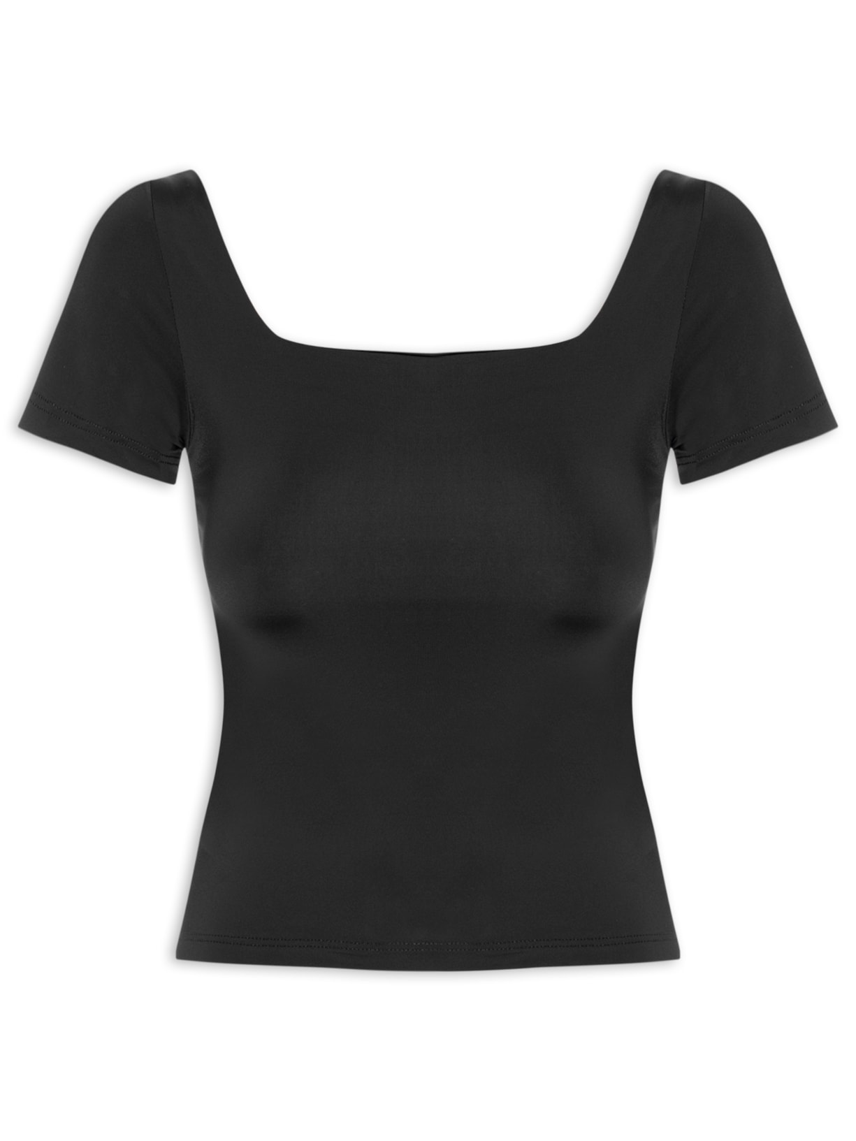 Blusa Feminina Em Poliamida Com Manga Curta Preto Market 33