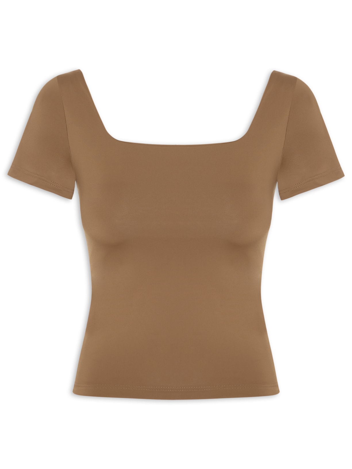 Blusa Feminina em Poliamida Com Manga Curta – Marrom