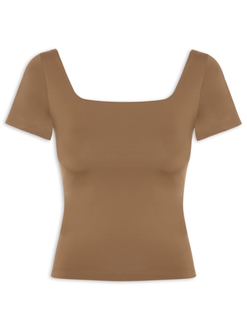 Blusa Feminina em Poliamida Com Manga Curta – Marrom