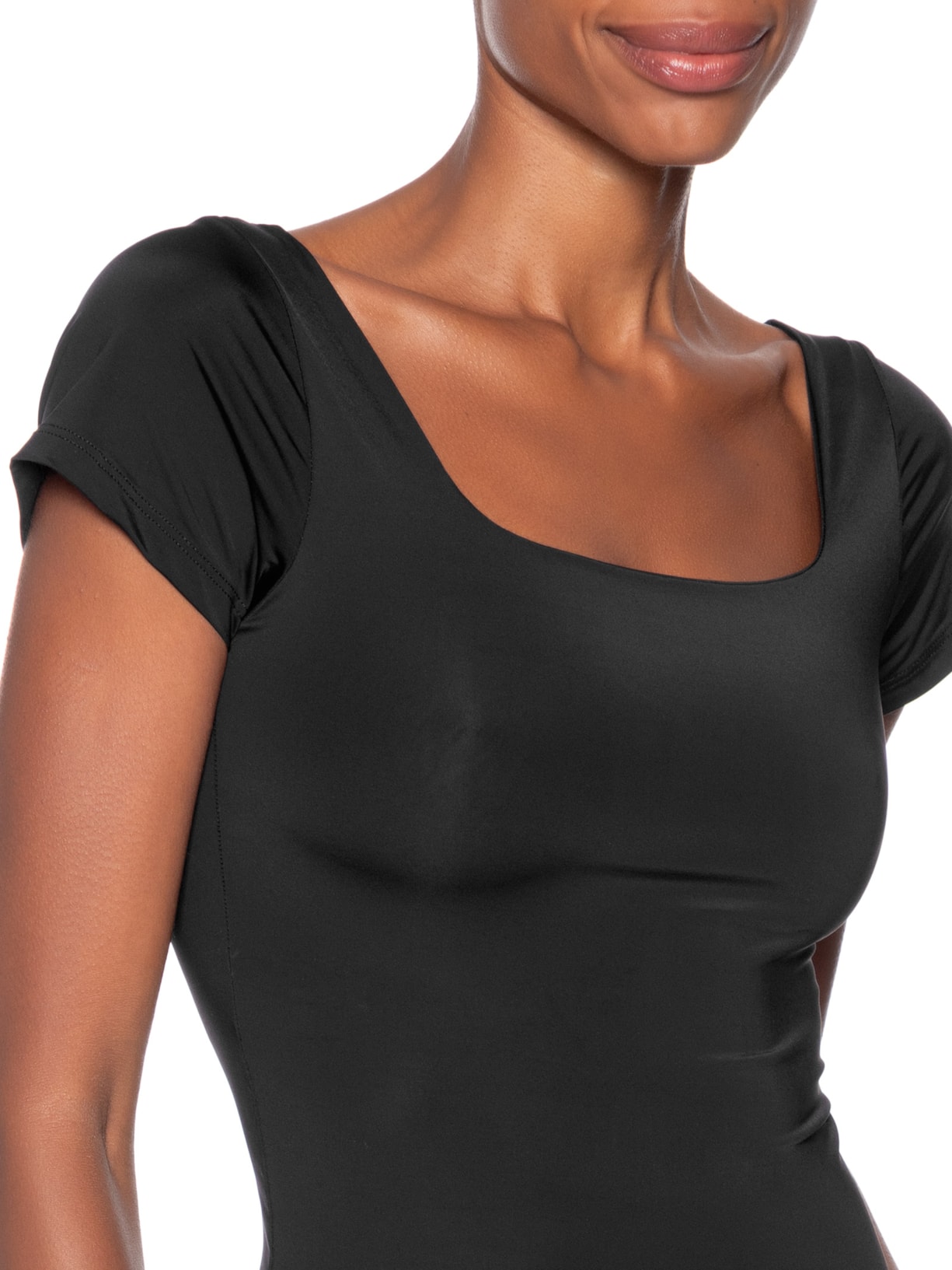 Blusa Feminina Em Poliamida Com Manga Curta – Preto Market 33