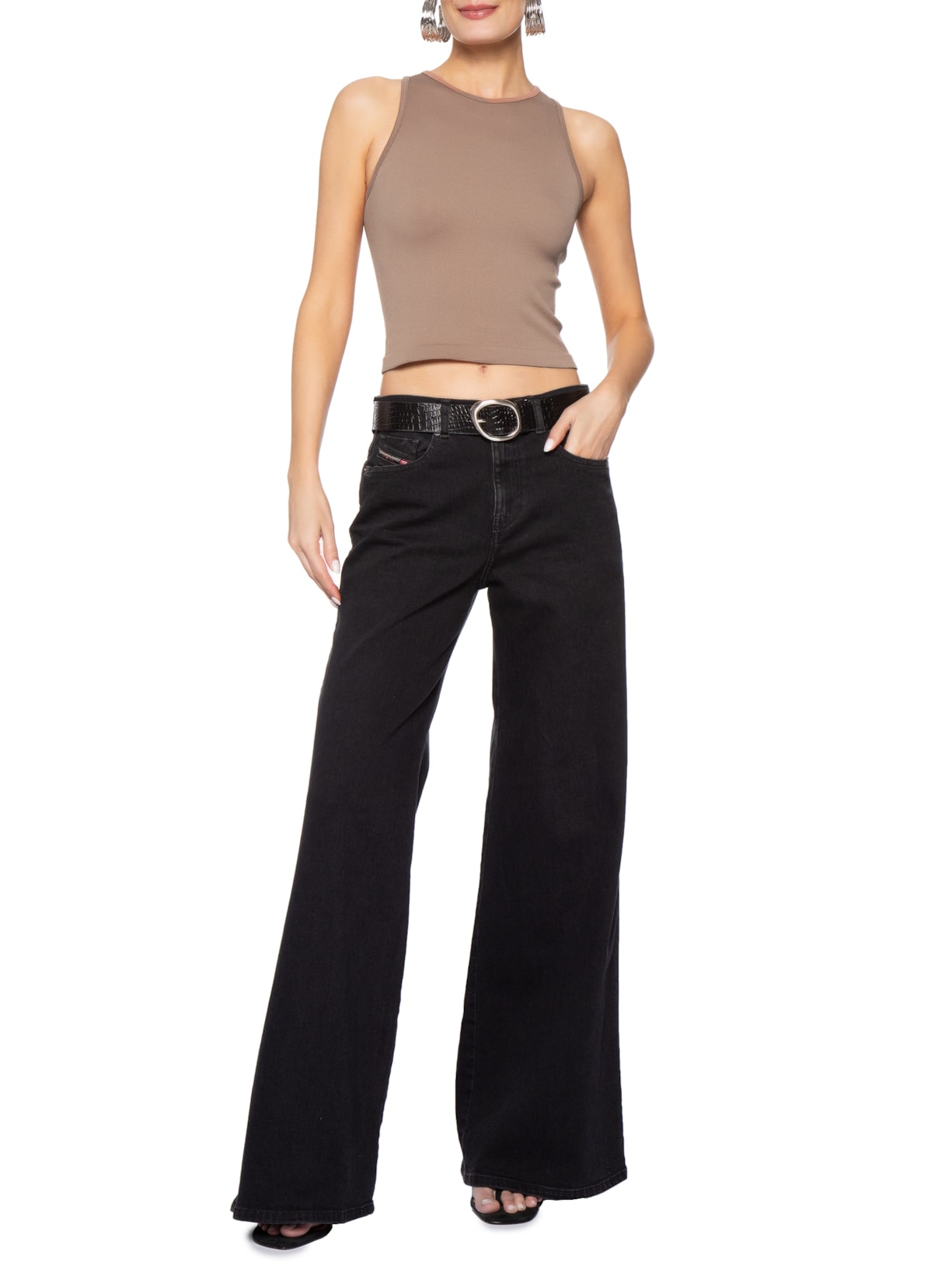 Blusa Feminina Em Poliamida Marrom Market 33
