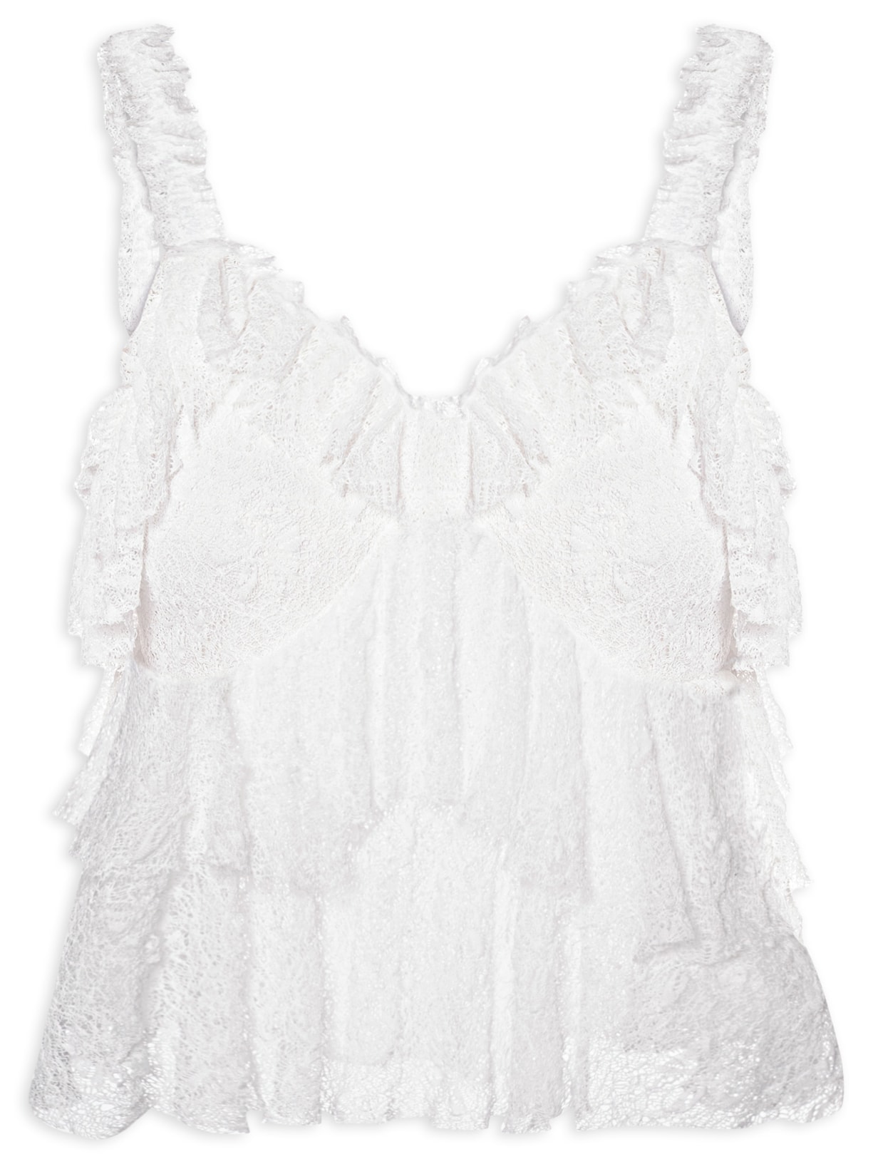 Blusa Feminina Em Renda Com Babados - Off White