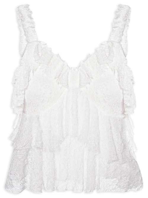 Blusa Feminina Em Renda Com Babados - Off White