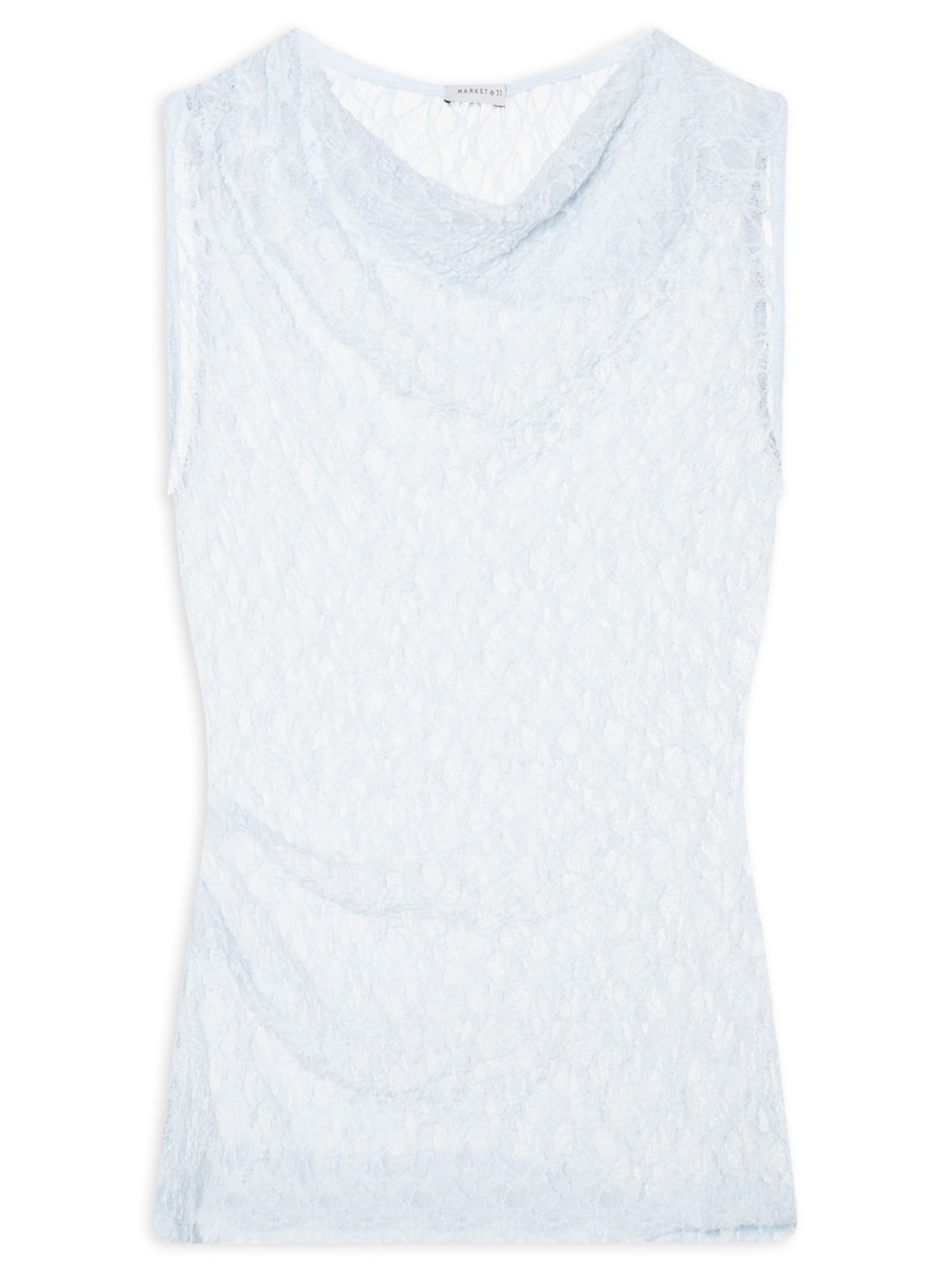 Blusa Feminina Em Renda Com Transparência Azul Market 33